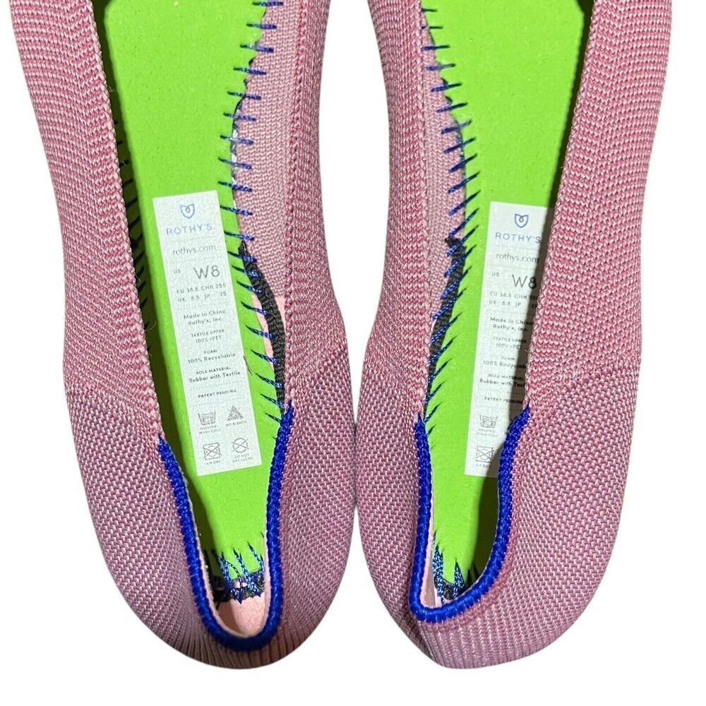 Rothys Flats Womens 8 Pink The Point Slip On Shoes Rosebud Washable Knit Spring - Picture 4 of 10
